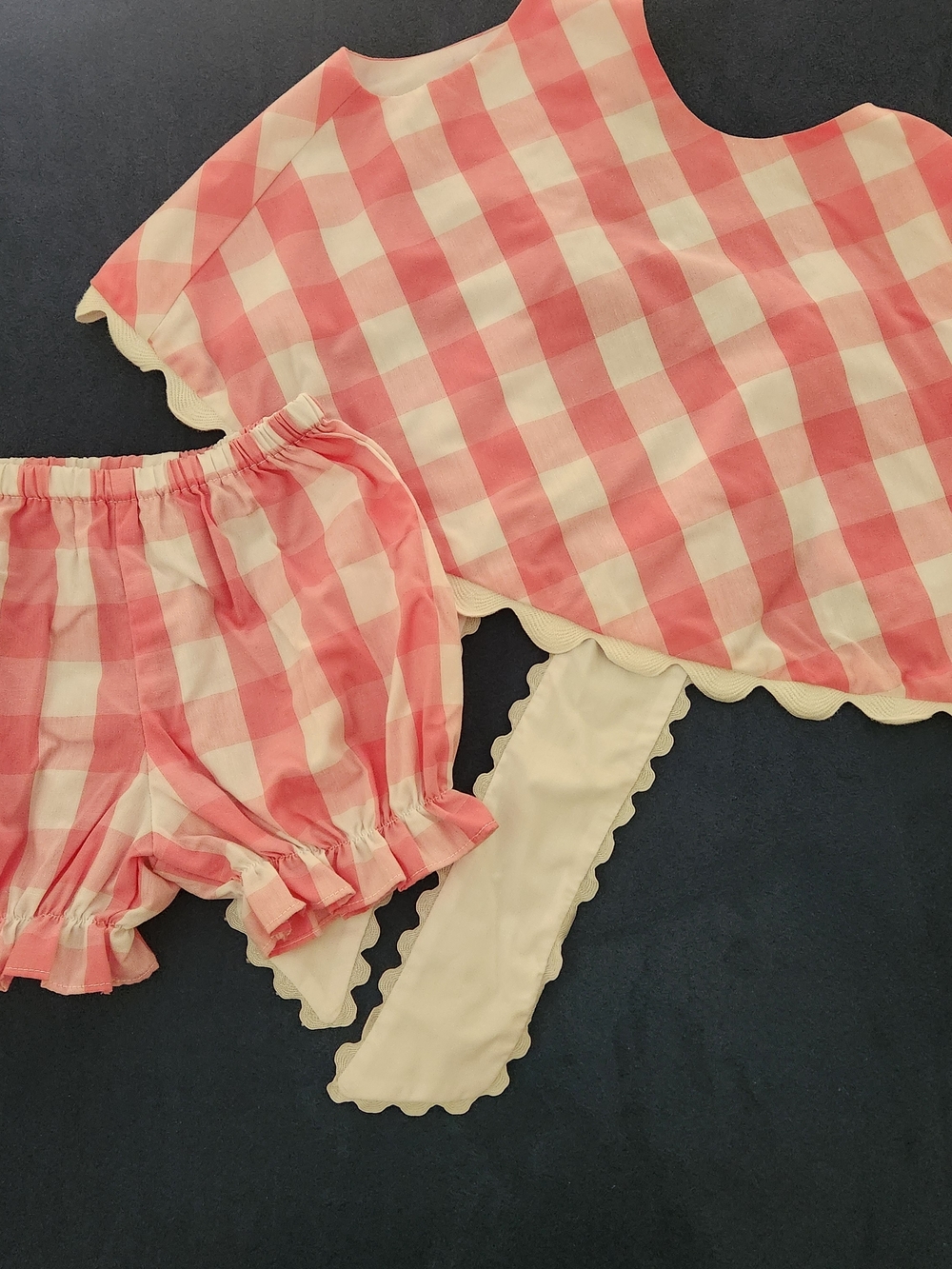 The Beaufort Bonnet Compant Tbbc Pink and White Gingham Two-Piece Set 2t